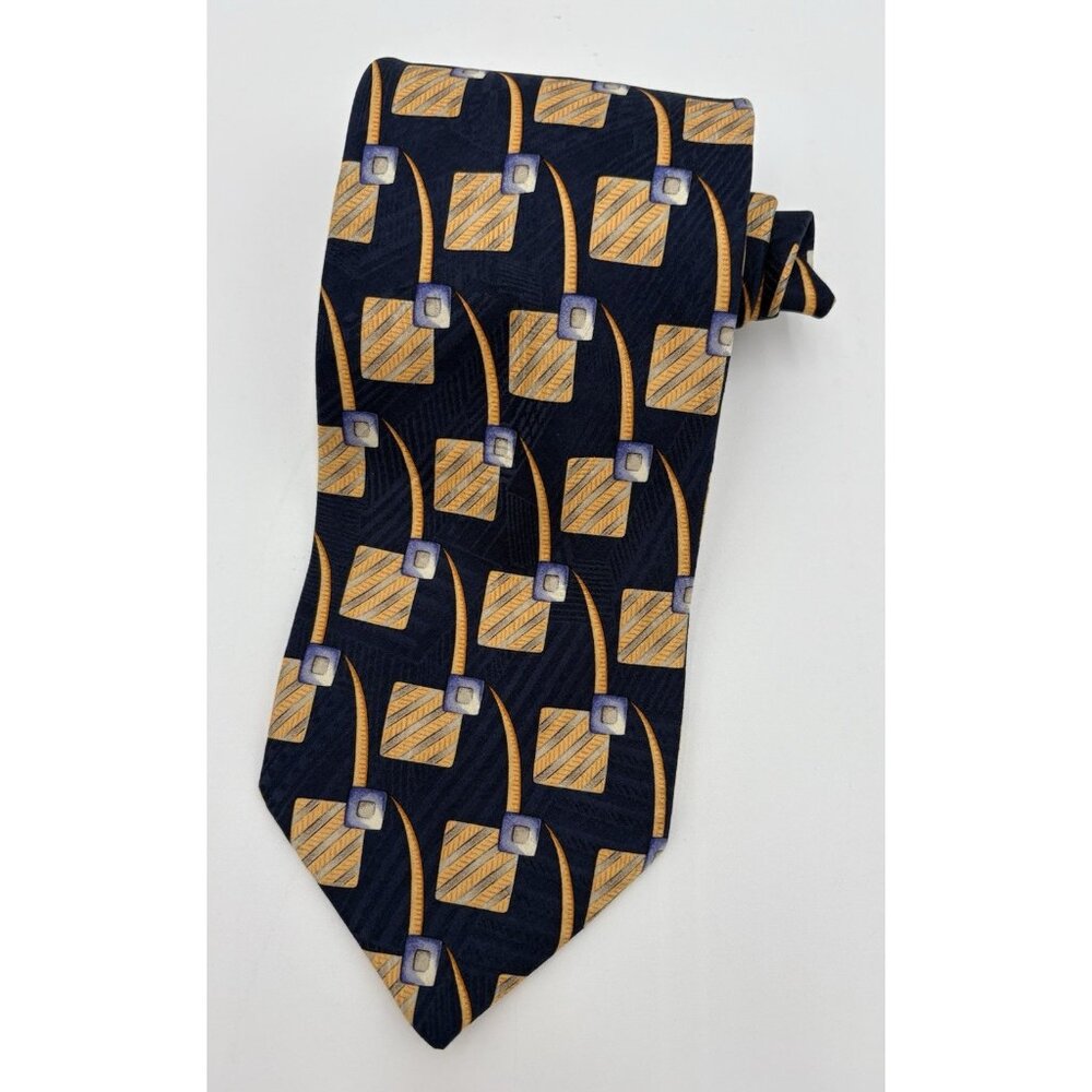 ROBERT TALBOTT Studio Necktie Men's 100% Silk Blue Designer Geometric USA GUC